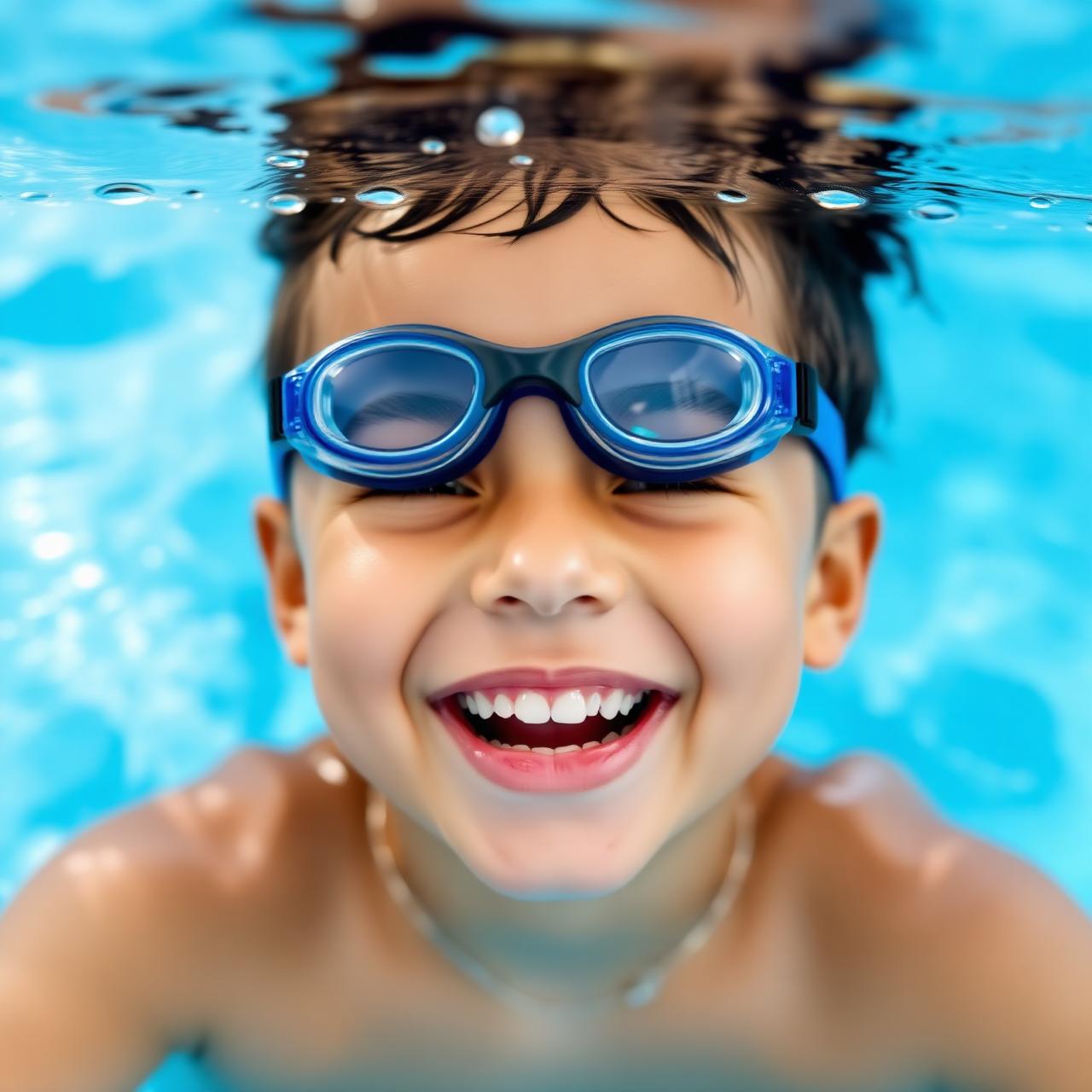 Children learning to swim